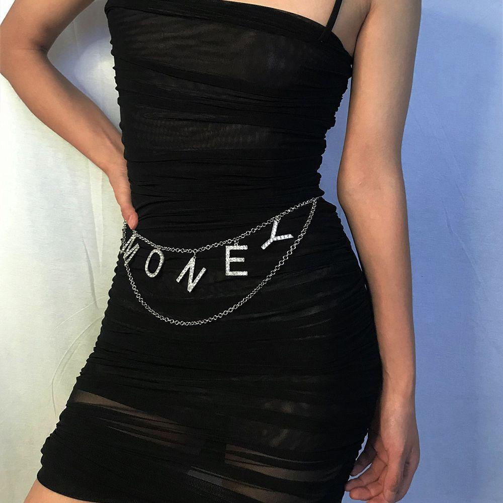 QQMALL Thắt Lưng Dây Xích In Chữ Phong Cách Bohemia Thanh Lịch Gợi Cảm Cho Nữ