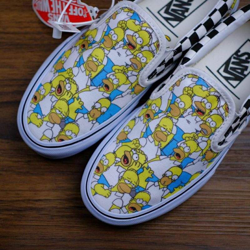 Giày Thể Thao Vans Slip On X The Simpsons Màu Trắng Đen 3.3