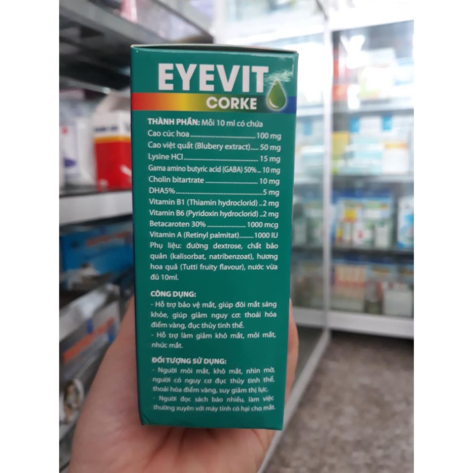 EYEVIT CORKE tặng kèm nhỏ mắt Eyelight cool( hộp 20 ống)