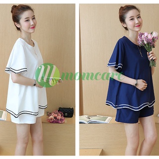 Bộ bầu lửng, bộ đũi bầu BC11 - Bộ cộc bầu Đồ quần áo ngủ mặc nhà thời trang đẹp cao cấp cho mẹ bầu mùa hè giá rẻ Bigsize