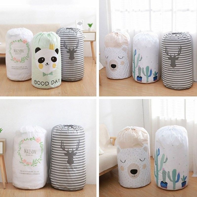 Túi đựng chăn màn quần áo chống ẩm cao cấp Nhật cỡ lớn, Túi đựng chăn màn, quần áo rút dây hình trụ
