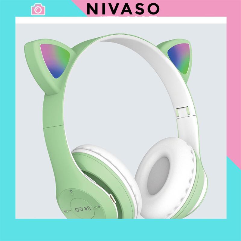 Tai Nghe Bluetooth Chụp tai ST71 có Mic Headphone không dây Dễ Thương tai mèo nghe nhạc, chơi game, cho bà bầu NIVASO | BigBuy360 - bigbuy360.vn