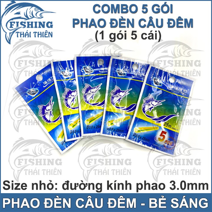 Combo 5 gói phao đèn câu đêm bẻ sáng loại nhỏ