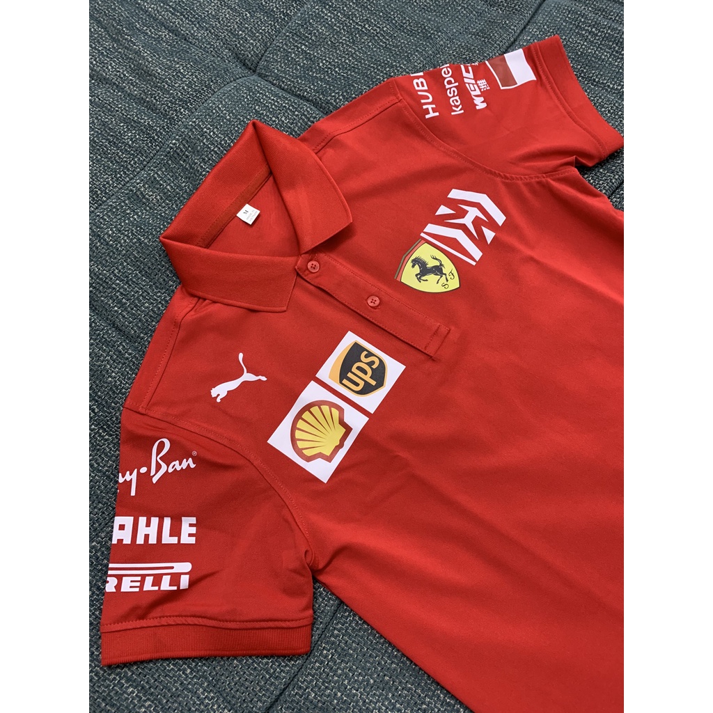 Áo thun có cổ nam F1 Ferrari, Áo polo cotton thể thao cộc tay full size