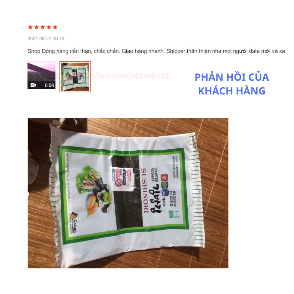 Rong Biển Cuộn Cơm Hàn Quốc – Rong Biển Làm Cơm Cuộn, Kimbap, Shushi 10 Lá