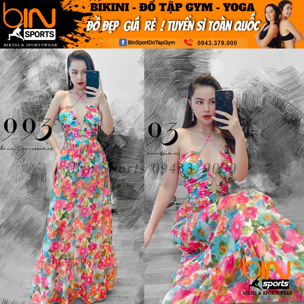 Bikini Nữ Liền Thân ComBo 2 Món, Đồ Bơi Đi Biển Một Mảnh Kèm Chân Váy Voan Họa Tiết Sang Đẹp Binsports BHV167