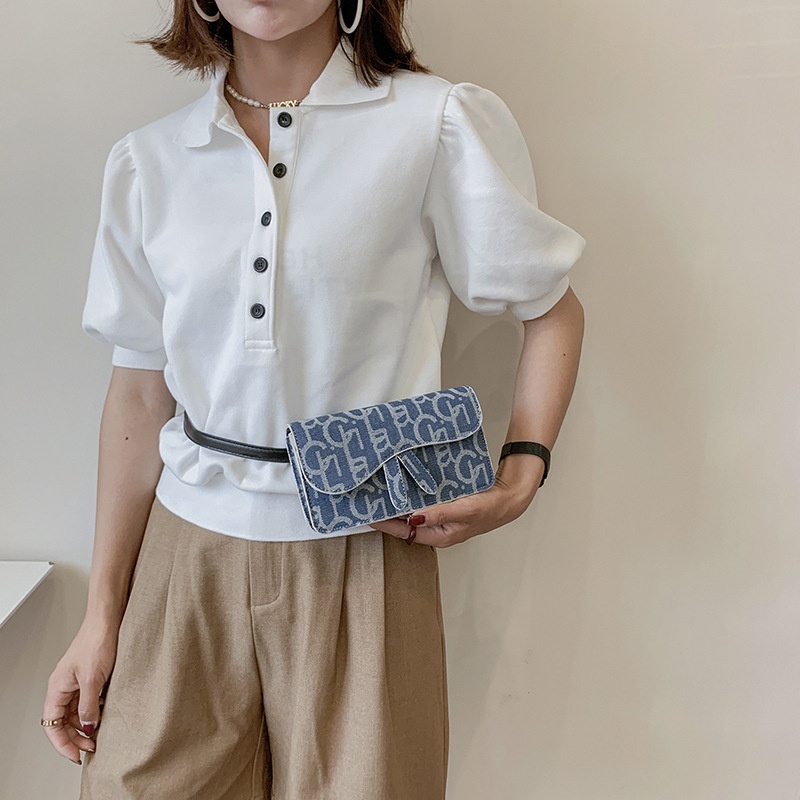 Túi Đeo Chéo Ngực Vải Denim Phong Cách Hàn Quốc Thời Trang Cho Nữ 2021