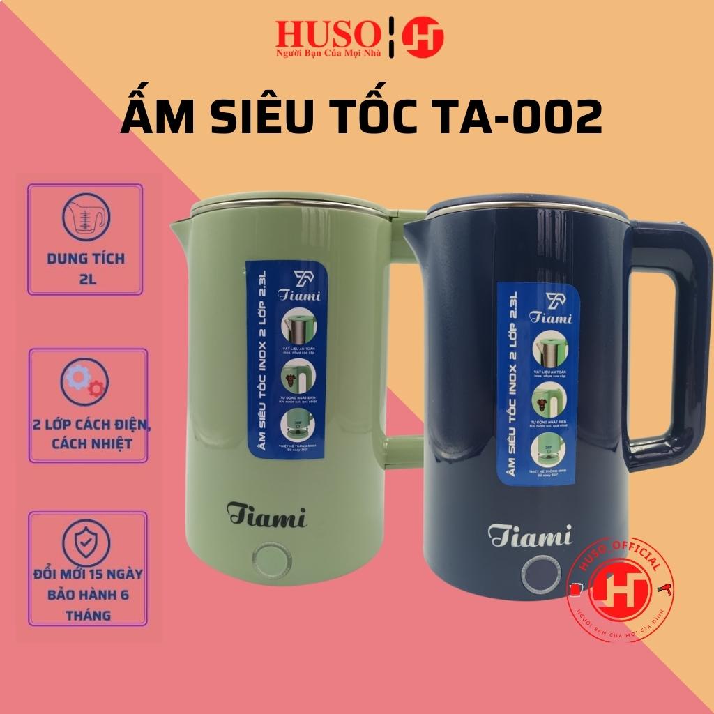 Ấm siêu tốc 2 lớp  Inox TA-002 (2.0L) - Ấm Đun Nước 1500W Đun Sôi Nhanh Vỏ nhựa PP an toàn. Lòng thép không gỉ.