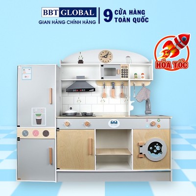 [Tặng tạp dề] Đồ chơi nấu ăn nhà bếp gỗ BBT GLOBAL cao cấp cỡ lớn nhiều chức năng MSN21001