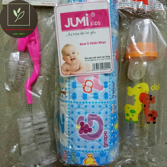 Combo bình ủ đơn 250ml+ 1 bình sữa Dolls 240ml + cọ rửa bình
