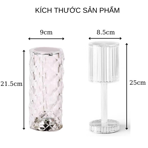 [LOẠI TỐT] Đèn ngủ để bàn, đèn ngủ pha lê cảm ứng 16 màu, hai chế độ sáng/tối và có điều khiển từ xa