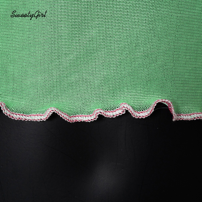 Áo Tank Top Cổ Tròn In Họa Tiết Mèo Hoạt Hình Màu Xanh Lá Sáng Thời Trang 2022 Cho Nữ