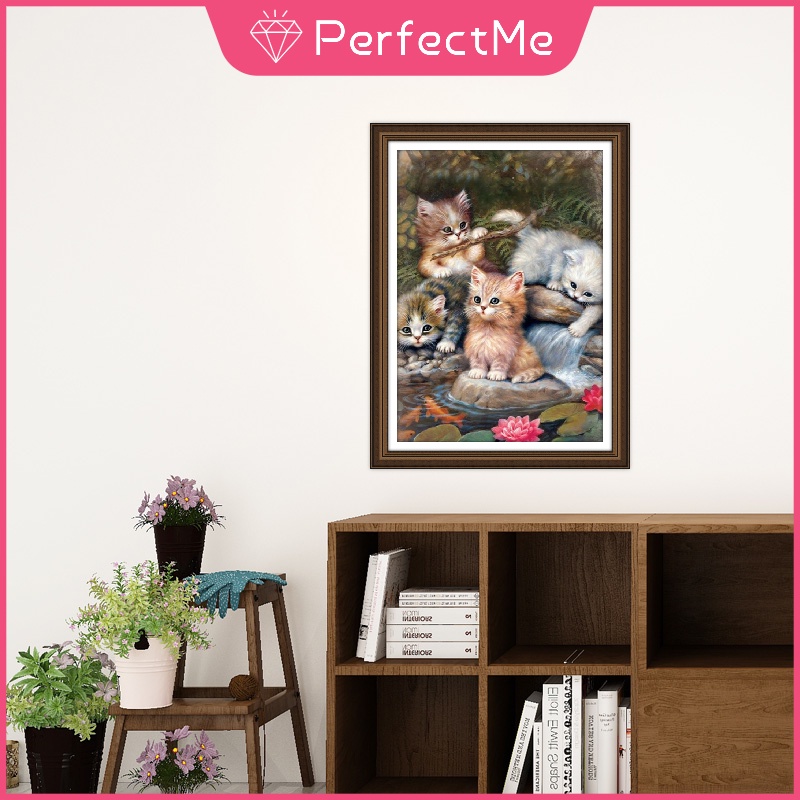 Tranh đính đá 5d tự làm hình mèo trang trí nhà cửa