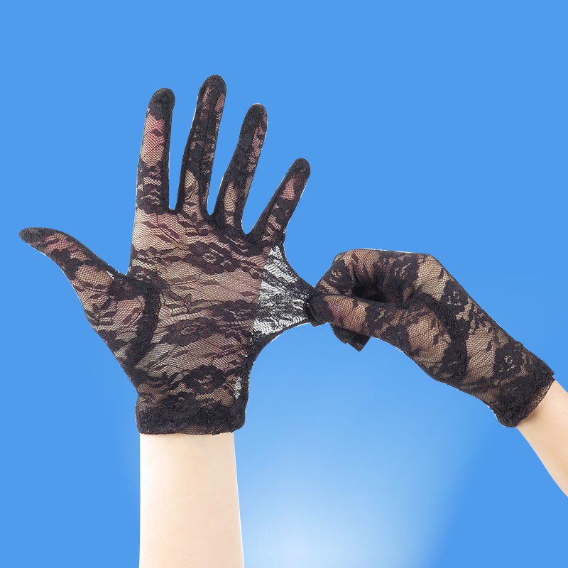 Găng tay chống nắng chống tia UV bằng lụa mát phối ren dùng khi lái xe/đạp 3ZjV