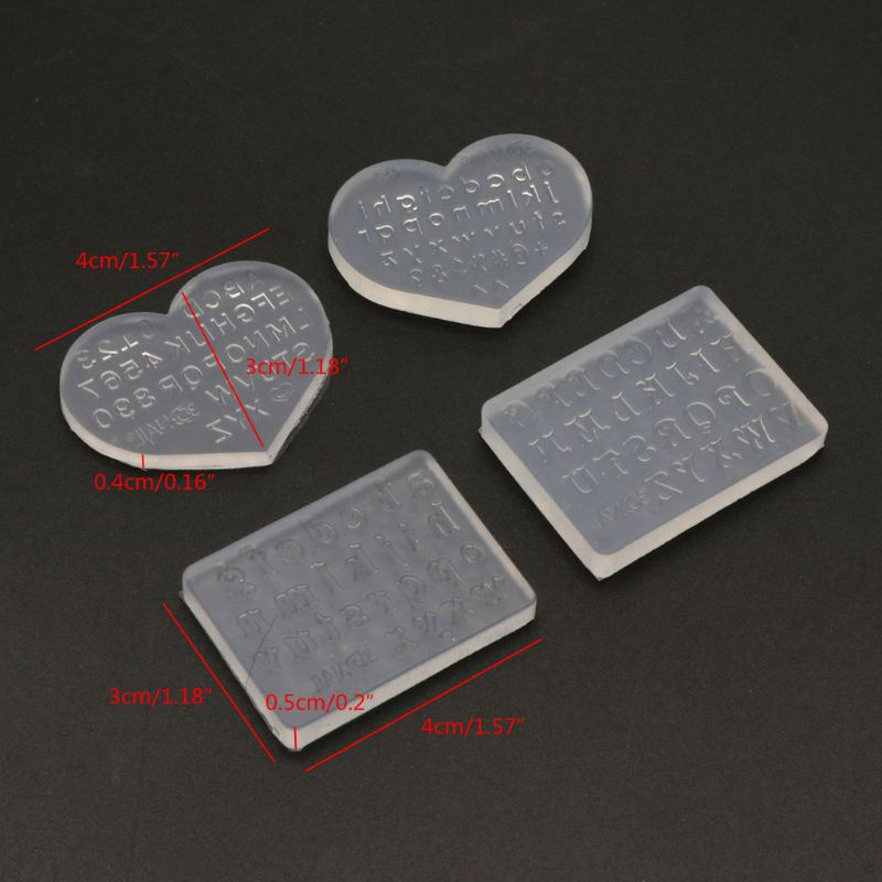 Bộ 2 Khuôn Silicone 3mm Làm Mặt Dây Chuyền Hình Chữ Cái / Số