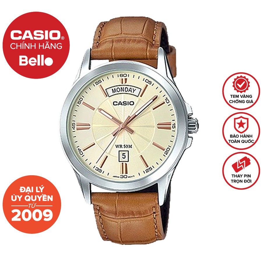 MTP-1381L Đồng hồ Nam dây da Casio chính hãng BH 1 Năm Pin Trọn Đời MTP-1381
