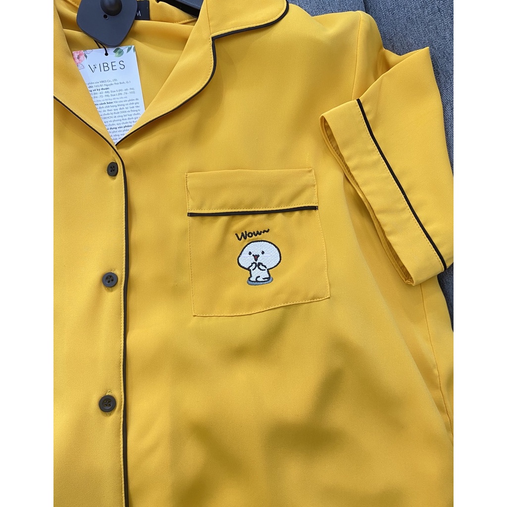 Bộ đồ mặc nhà Pijama ngắn màu vàng VIBES Mustard Meme Py Set