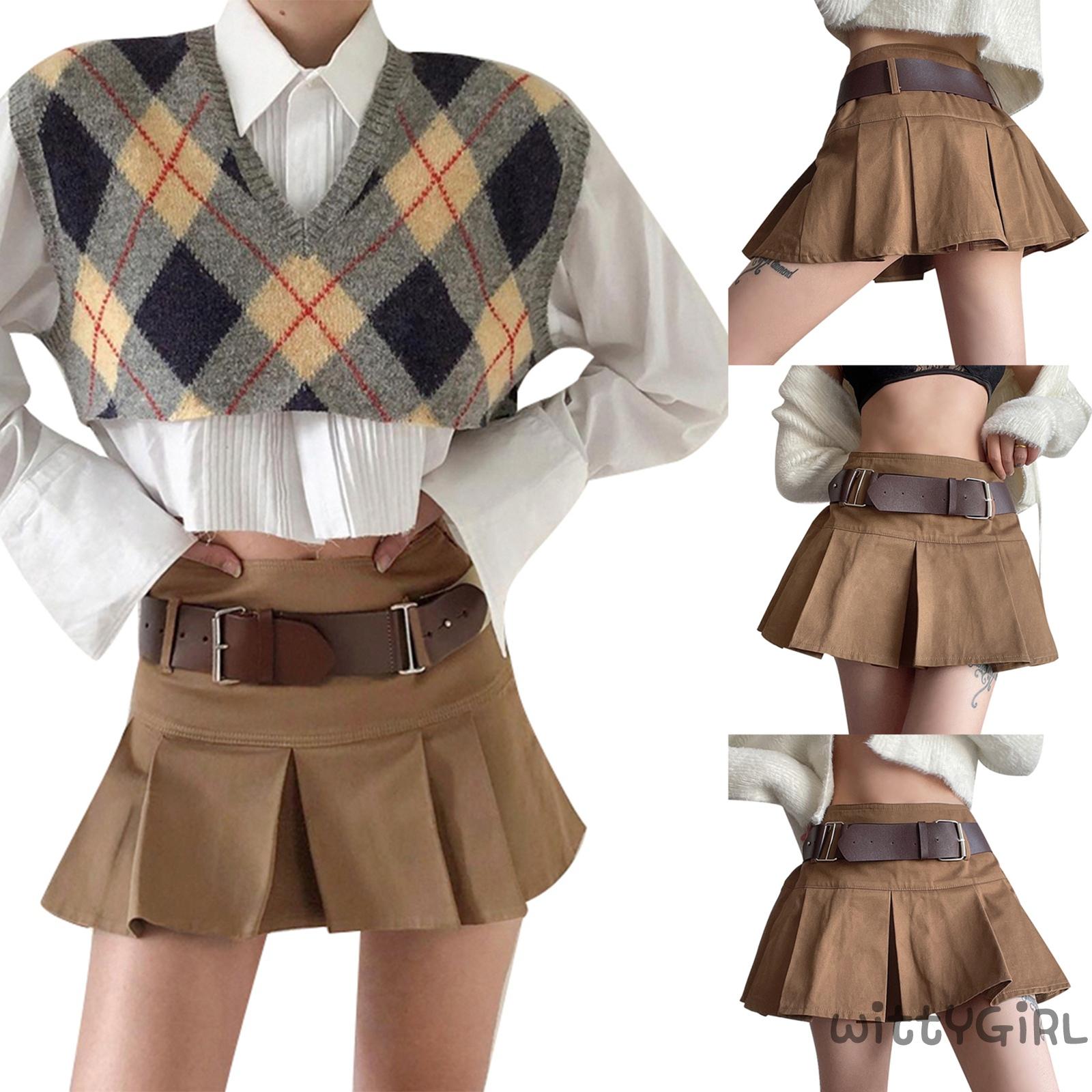 Chân Váy Chữ A Lưng Cao Xếp Ly Màu Trơn Thời Trang Cho Nữ | BigBuy360 - bigbuy360.vn