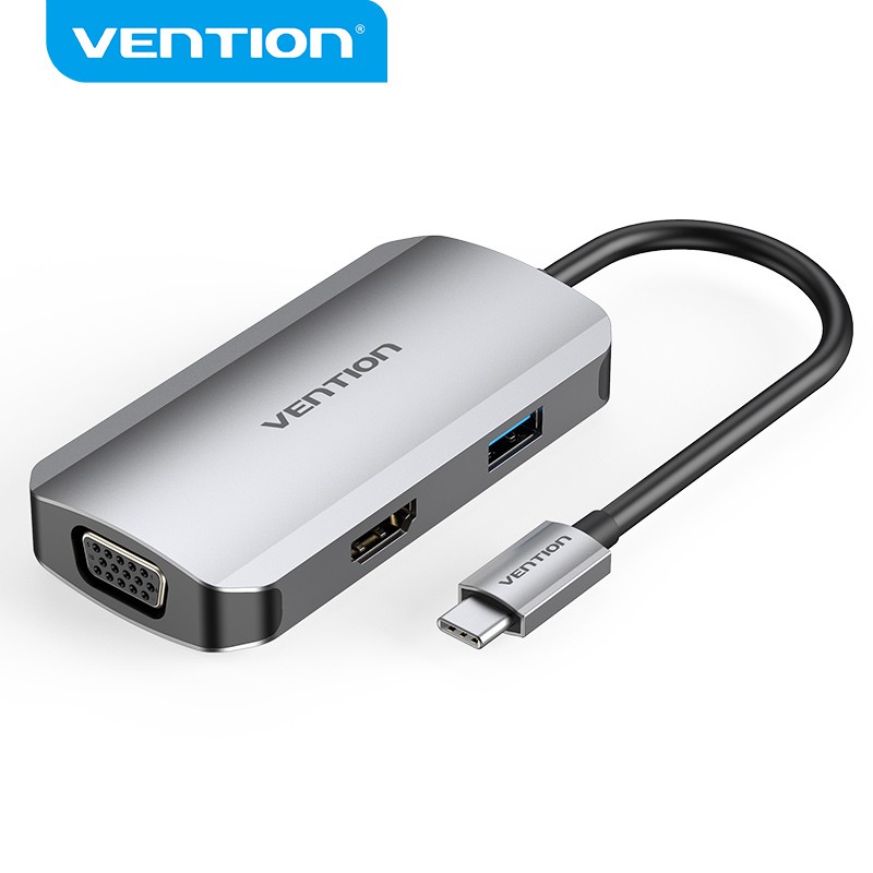 Hub USB C VENTION 4 Trong 1 Type C Sang PD/USB3.0/HDMI/VGA Cho Laptop