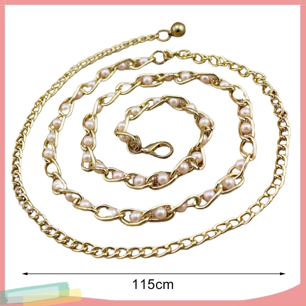 Dây Thắt Lưng Đính Ngọc Trai Giả Kiểu Dáng Đơn Giản Thời Trang Dành Cho Nữ