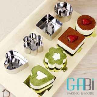 Khuôn ring mousse mini hình tim/vuông/hoa/tròn