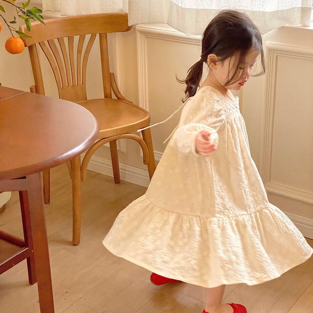 [Có sẵn/Hoả tốc] Váy thô thêu hoa bé gái tiệm nhà Quýt