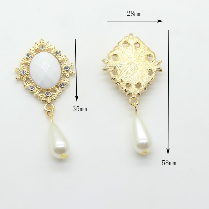 Nút Đính Ngọc Trai Giả Kiểu Cổ Điển Phương Tây Làm Phụ Kiện Thời Trang, Trang Sức 28x58mm