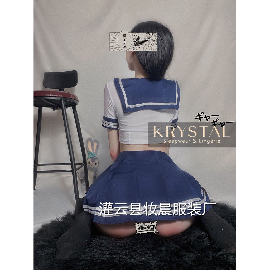 Bộ đồ cosplay học sinh màu xanh đen có tất KRYSTAL NK90 | BigBuy360 - bigbuy360.vn