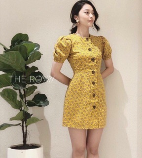 Váy hoa cài cúc tay  bồng( ảnh thật)