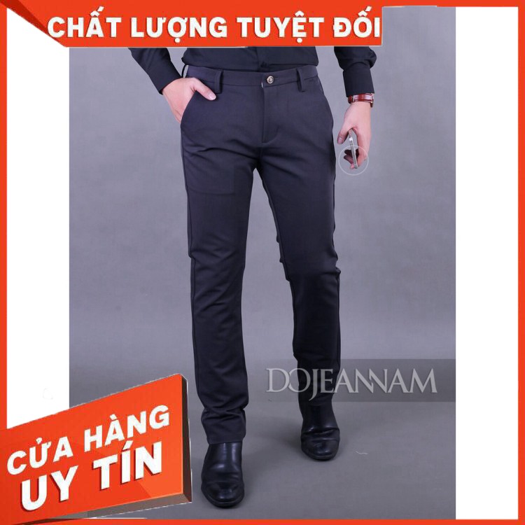 Quần tây nam Hàn Quốc chất liệu vải dày dặn, co giãn, ống đứng xếp li, ôm dáng người mặc - Hàng nhập khẩu