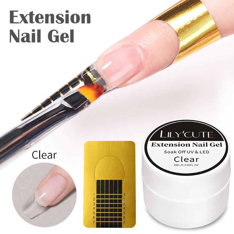 1 Hộp Gel Nối Dài Móng Tay Màu Trắng Hồng Trong Suốt
