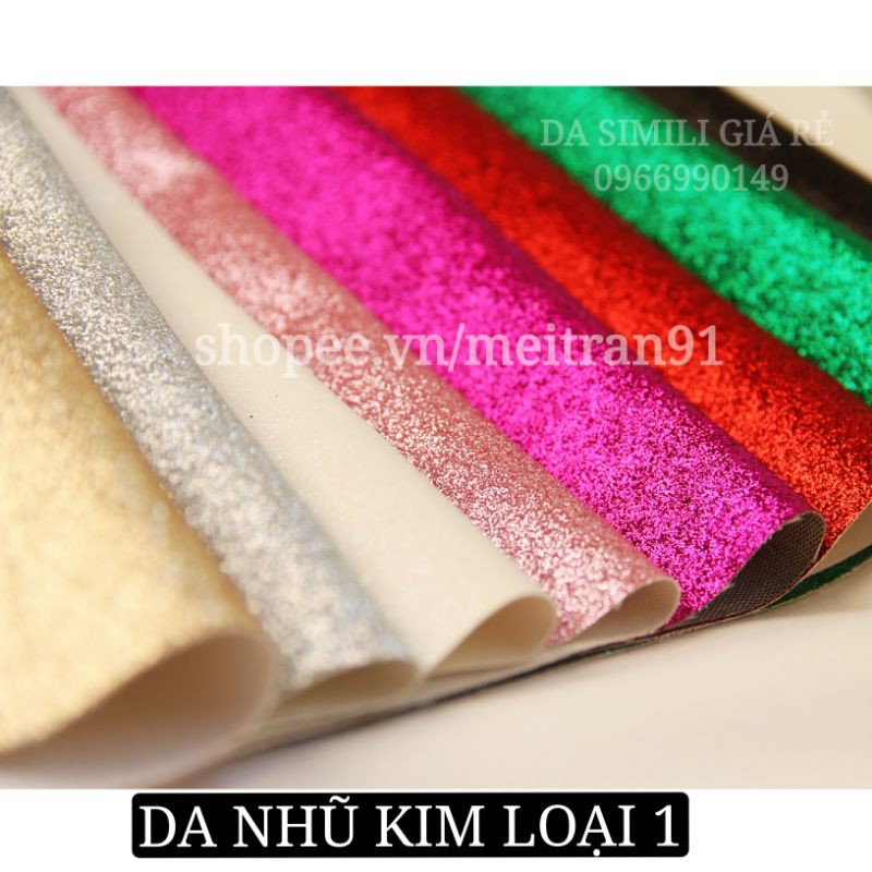 Vải giả da PU nhũ kim tuyến lấp lánh làm handmade giá rẻ