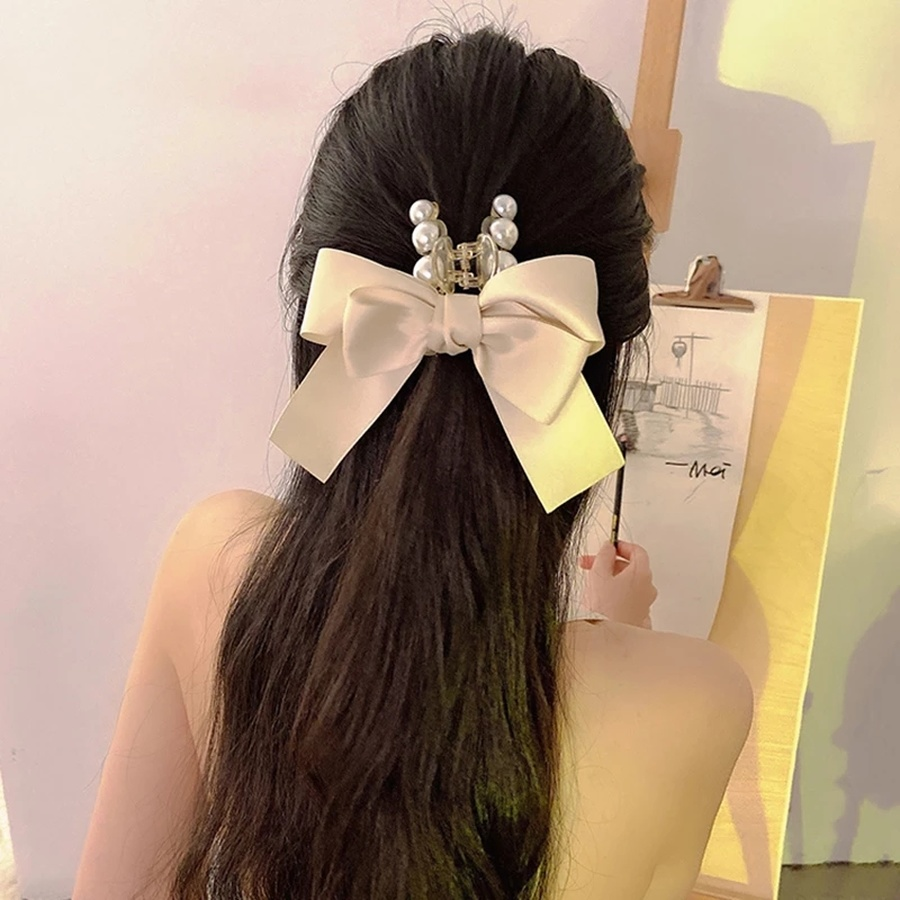Kẹp Tóc Hình Nơ Đính Ngọc Trai Thời Trang Cho Nữ