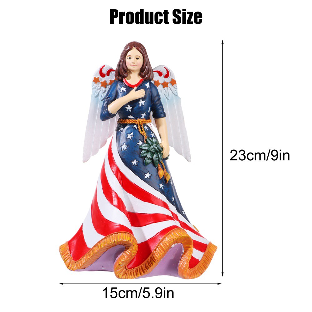 MIOSHOP Crafts Sculpture American Patriotic Independence Day Statue Bring Good Luck Gift Home Decoration Memorial Handmade Angel