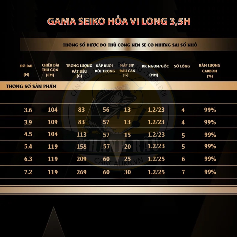 Cần Câu Tay Gama Seiko Hỏa Vi Long 3.5h