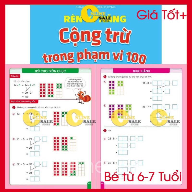 Phạm vi 100 dành cho bé với nhiều phép tính và hình ảnh minh họa dễ thương Giá bìa 38.000đ