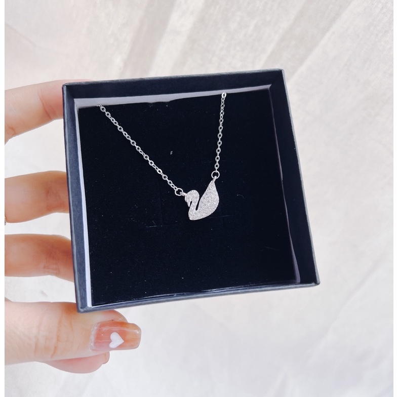 Dây chuyền bạc nữ TLEE mẫu thiên nga trắng đính đá lấp lánh TleeJewelry D0131