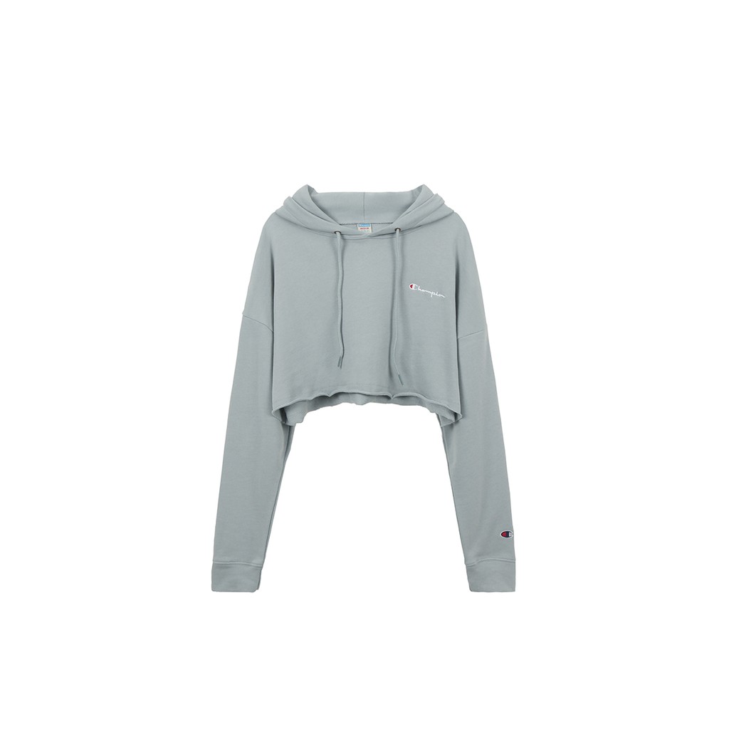 Áo Croptop Hoodie Nữ Thêu Chữ Champion Form Đẹp-Đường Thêu Tỉ Mỉ-Vải Nỉ Da Cá Thoải Mái-Màu Xanh Blue Nhạt Dễ Phối Đồ