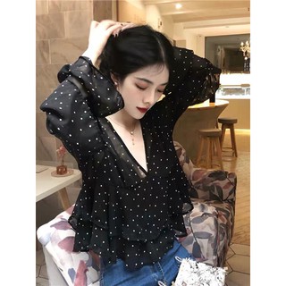 MS040 Áo voan 2 tầng chấm bi điệu đà
