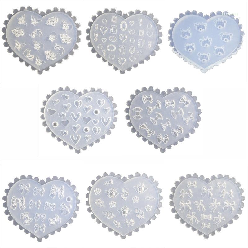 Bộ 8 Khuôn Silicone Tạo Hình Làm Móng Tay 3D DIY