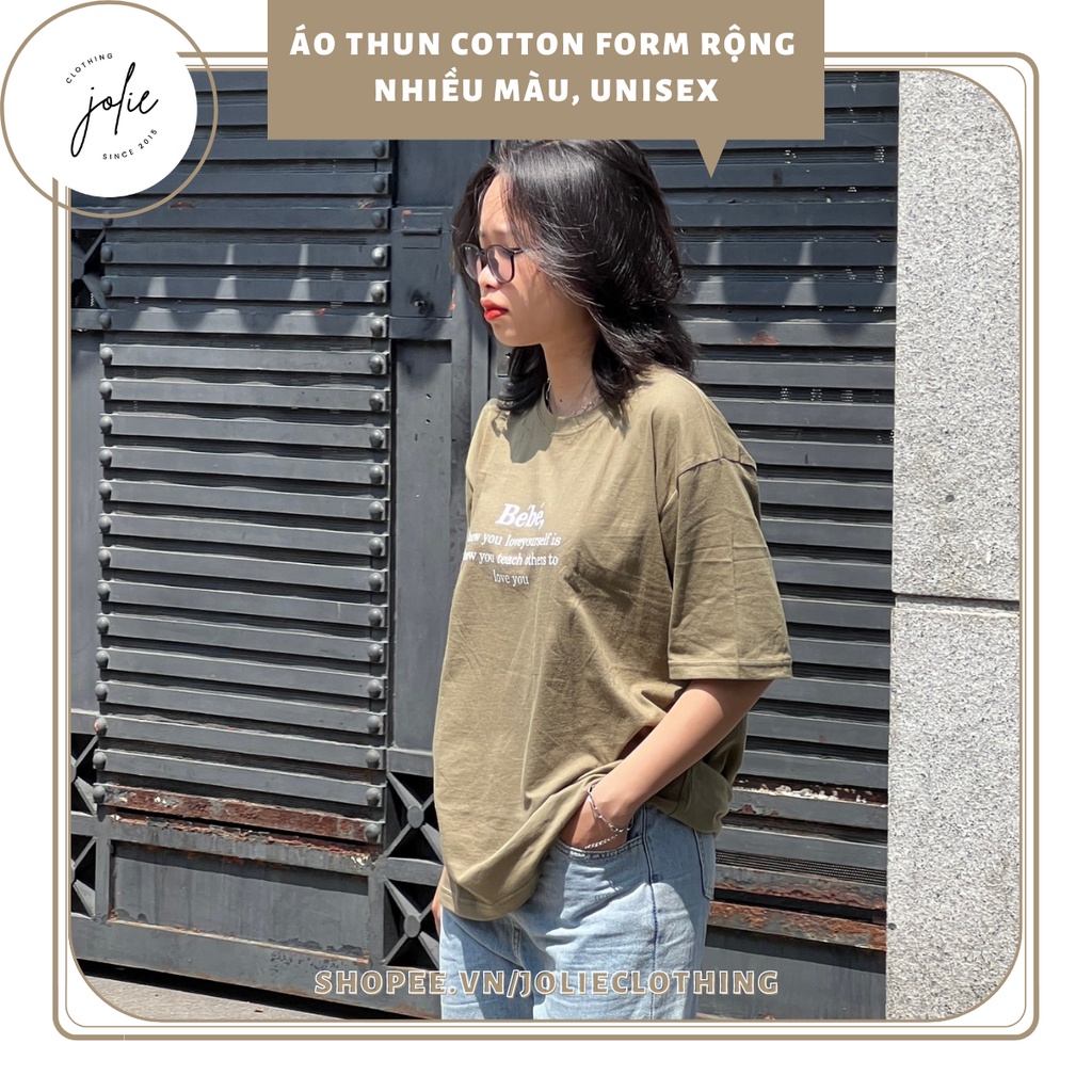 Áo thun tay lỡ, Áo phông nữ form rộng dáng Unisex/Ulzzang mặc lẻ cặp nhóm hoạ tiết in chữ Bébé, chất cotton 100%