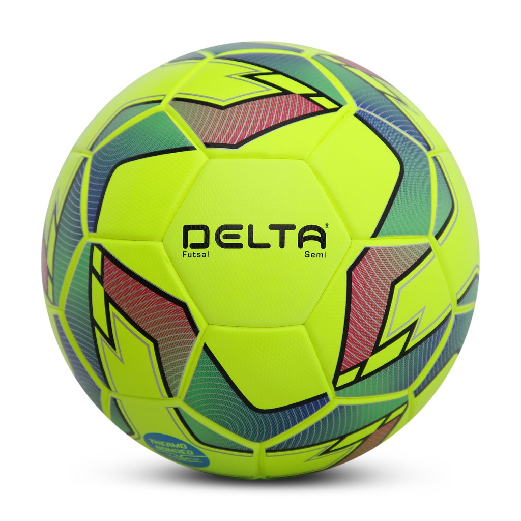 Bóng đá futsal DELTA Semi F4 size 4 da TPU tổng hợp, chơi trên sân cỏ nhân tạo hoặc trong nhà phù hợp từ 12 tuổi.