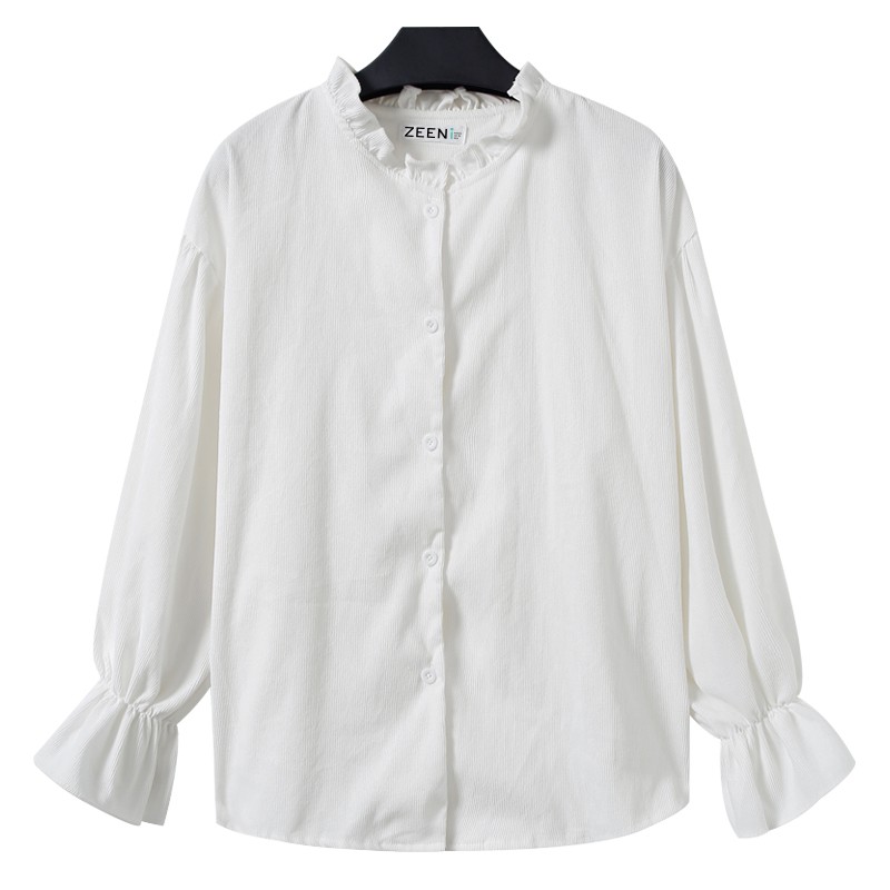 Xiaozhainv Áo sơ mi nữ tay dài màu trơn | BigBuy360 - bigbuy360.vn