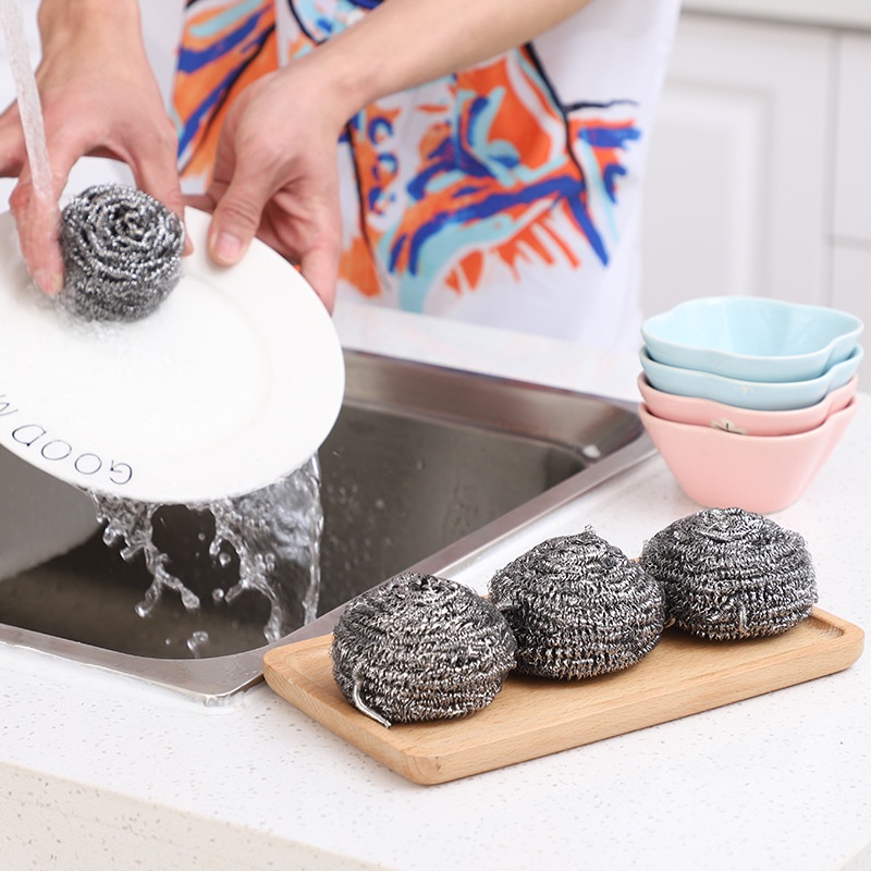 1/4/6 Miếng Chà Xoong Nồi Bằng Thép Không Gỉ