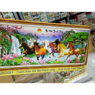 tranh thêu chữ thập ngựa mã đáo thành công kt 200x90cm