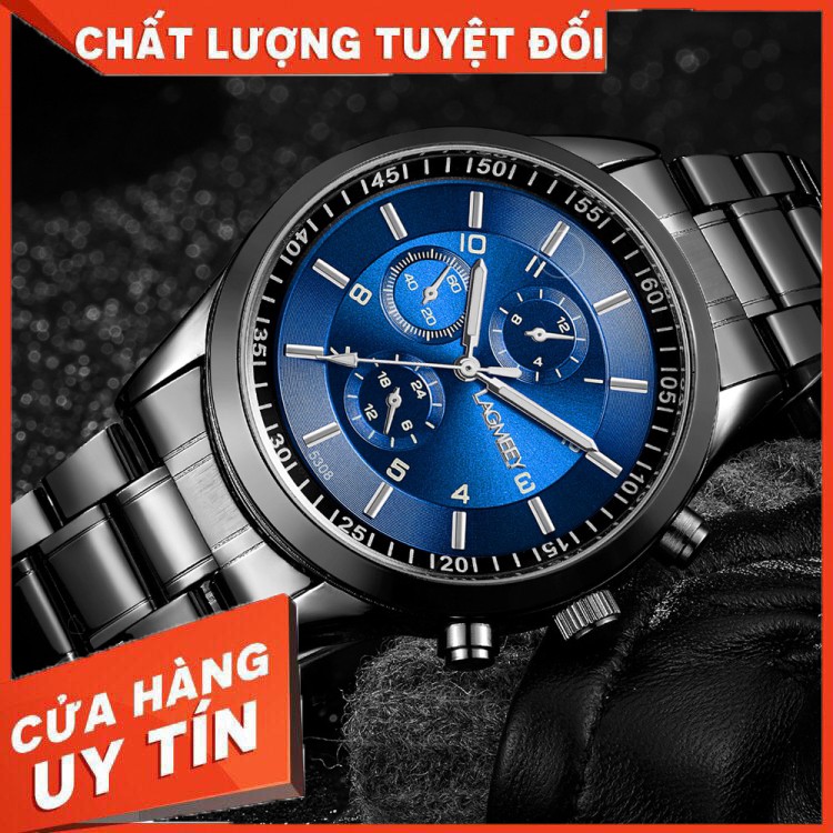 HÀNG NHẬP KHẨU -  ĐỒNG HỒ NAM LAGMEEY L121 DÂY THÉP ĐEN CAO CẤP KHÔNG GỈ THỜI TRANG  + TẶNG VÒNG TỲ HƯU MẠ VÀNG - Hàng N