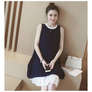 Váy bầu xanh than đuôi cá sát nách