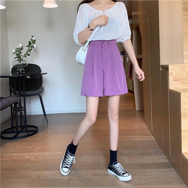 Quần short lửng ống rộng KH016, quần sooc ngố dáng chữ a cạp cao ống rộng cho nữ | BigBuy360 - bigbuy360.vn