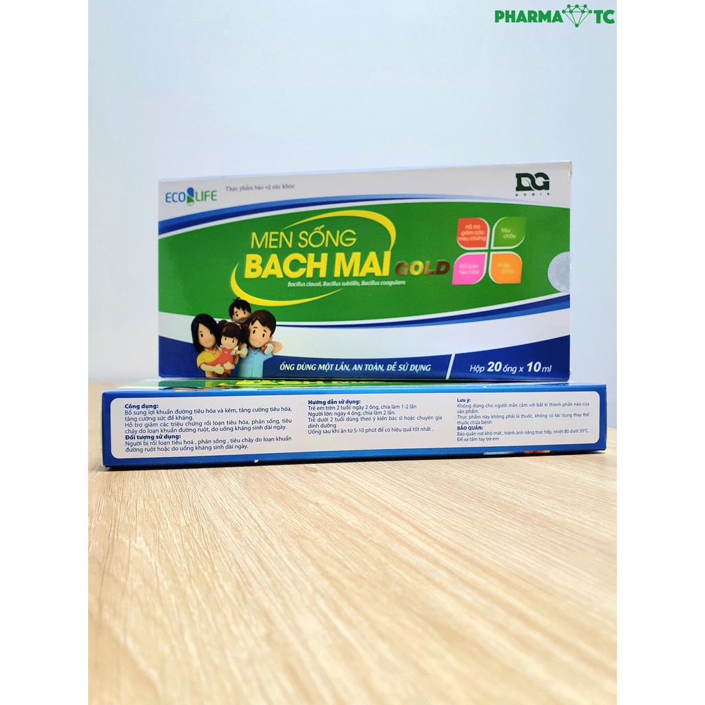 Men sống Bạch Mai Gold, tiêu hóa tốt, tăng đề kháng với Kẽm gluconat - Hộp 20 ống 10ml - PharmaOTC