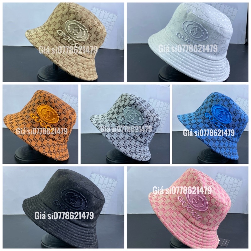 Nón bo cụp bucket G (G) dệt vải nhập thêu chữ gu xì thể thao thời trang